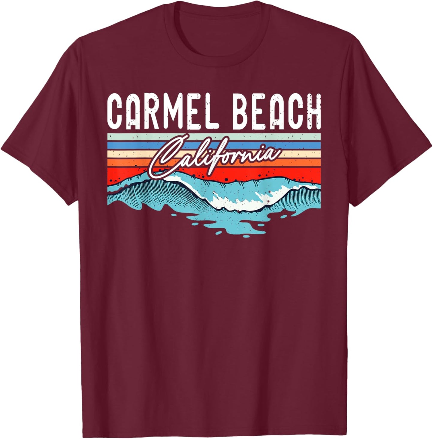 Retro Carmel Beach California Surfer Surfboarder Men Women Kids T-Shirt - T-Shirt | Maroon
