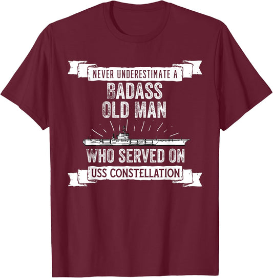 Never Underestimate USS Constellation CV-64 Aircraft Carrier T-Shirt - T-Shirt | Maroon