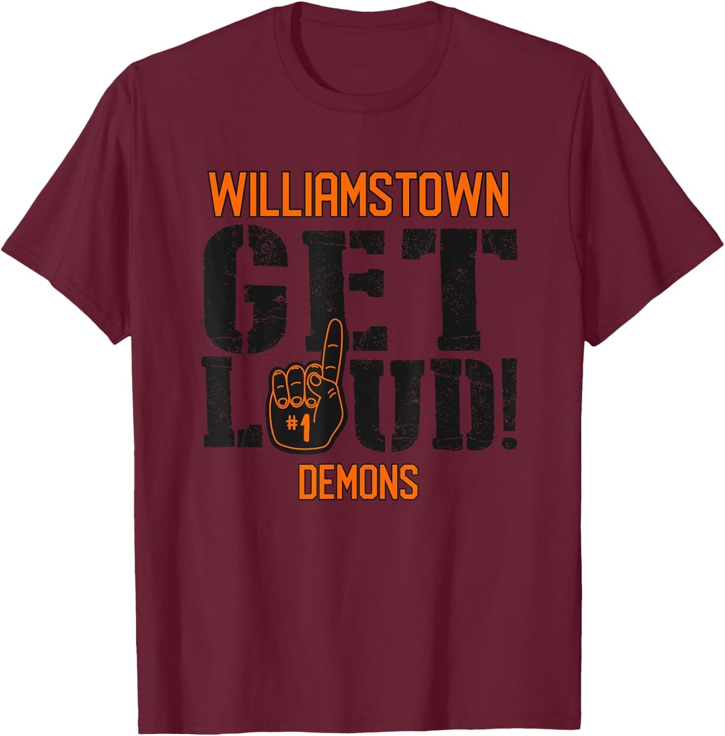 Williamstown High School GET LOUD Demons T-Shirt - T-Shirt | Maroon