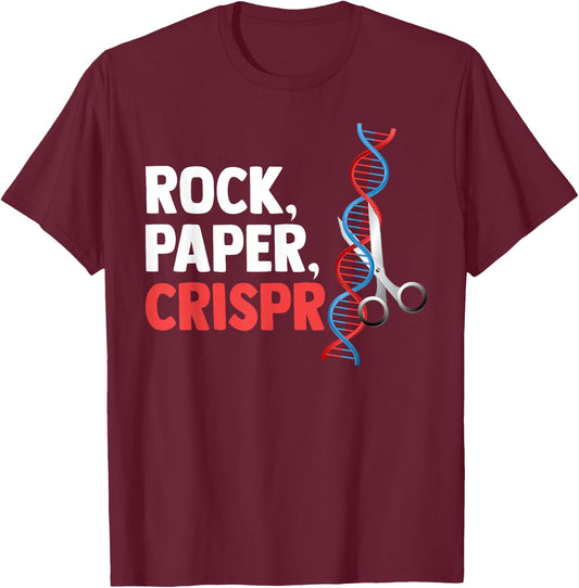 Crispr Rock Paper Scientist Biologist T-Shirt - T-Shirt | Maroon