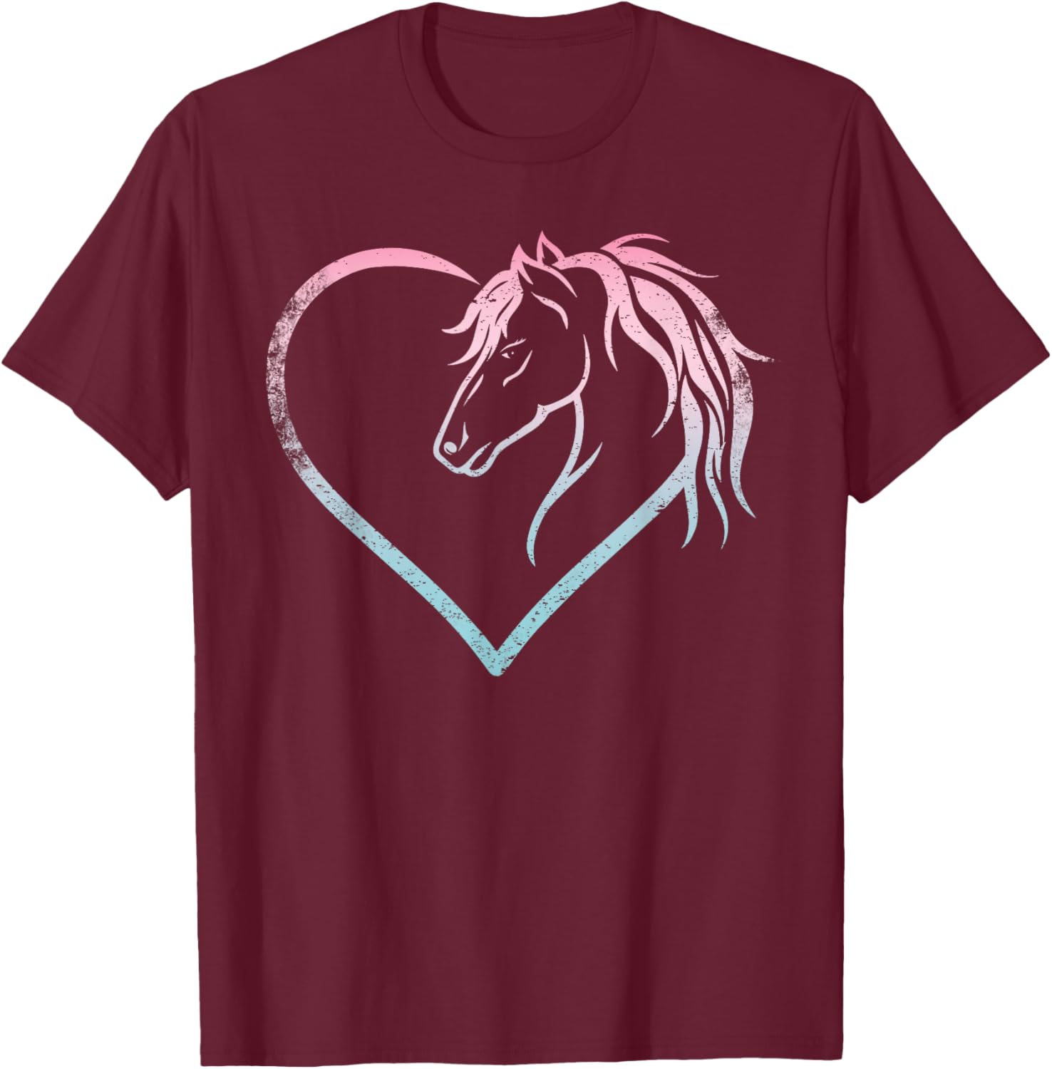 Heart With Horse Head For Horseback Riding Horse T-Shirt - T-Shirt | Maroon