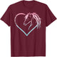 Heart With Horse Head For Horseback Riding Horse T-Shirt - T-Shirt | Maroon