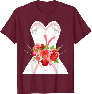 Simple Wedding Dress for Bridal Showers Gift T-Shirt - T-Shirt | Maroon