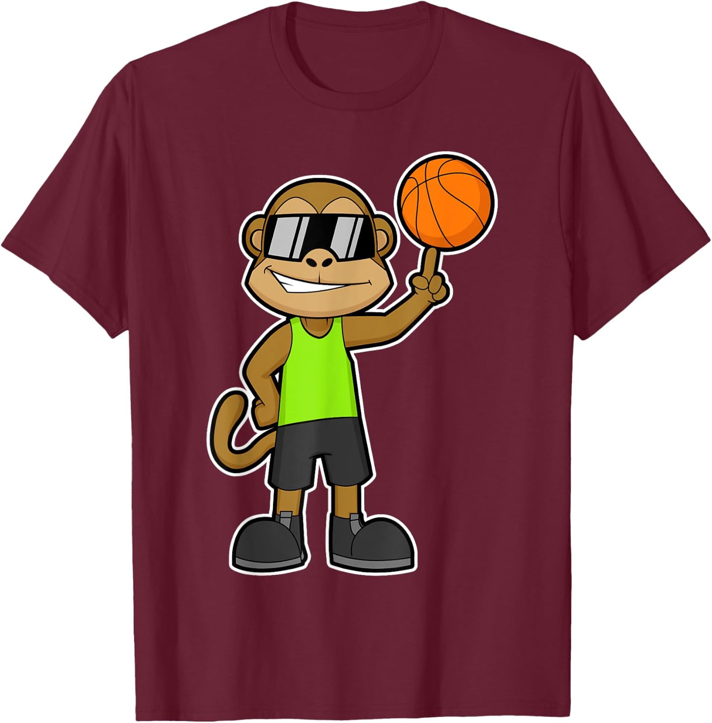 Monkey Basketball player Basketball Sports T-Shirt - T-Shirt | Maroon