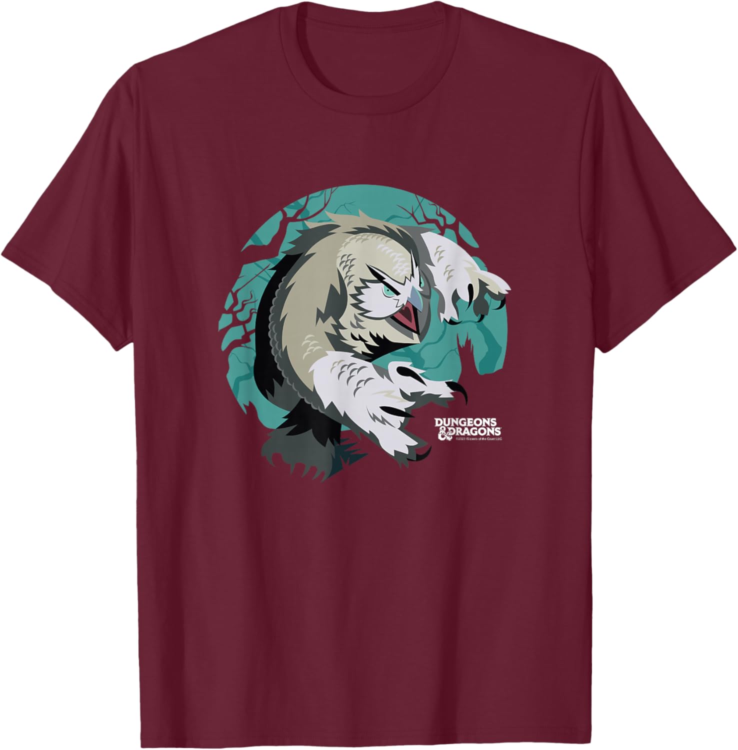 Dungeons & Dragons Owlbear Monster Woods Logo T-Shirt - T-Shirt | Maroon