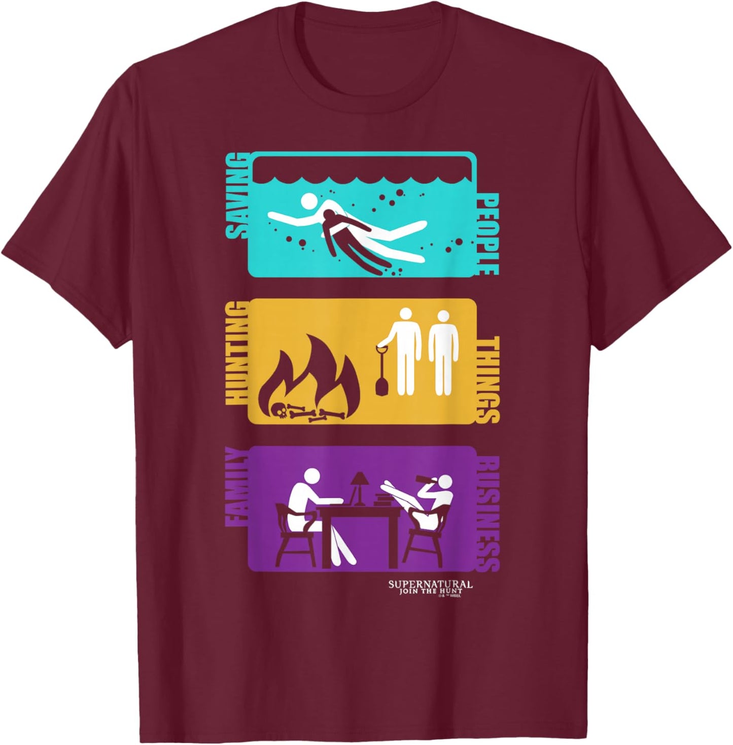 Supernatural Saving People Hunting Things Family Business T-Shirt - T-Shirt | Maroon