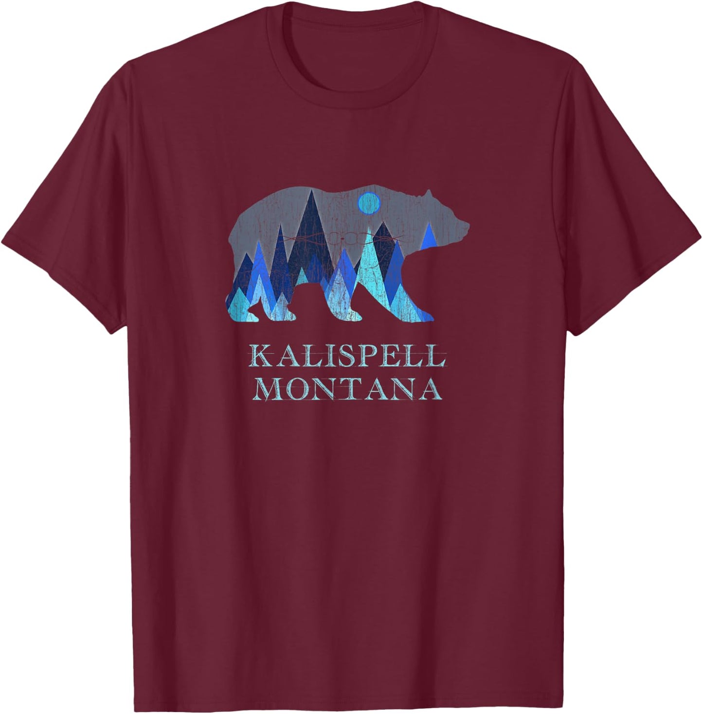 Vintage Kalispell Montana Grizzly Bear T-Shirt - T-Shirt | Maroon