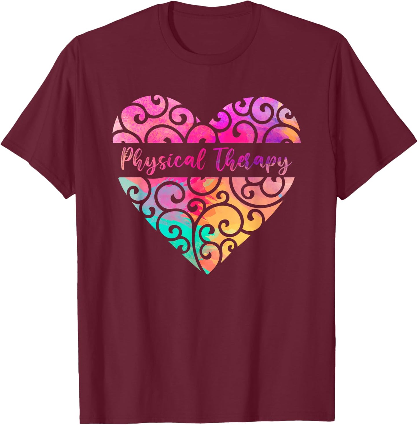 DPT PTA Heart Valentines Day Gift Love Physical Therapy T-Shirt - T-Shirt | Maroon