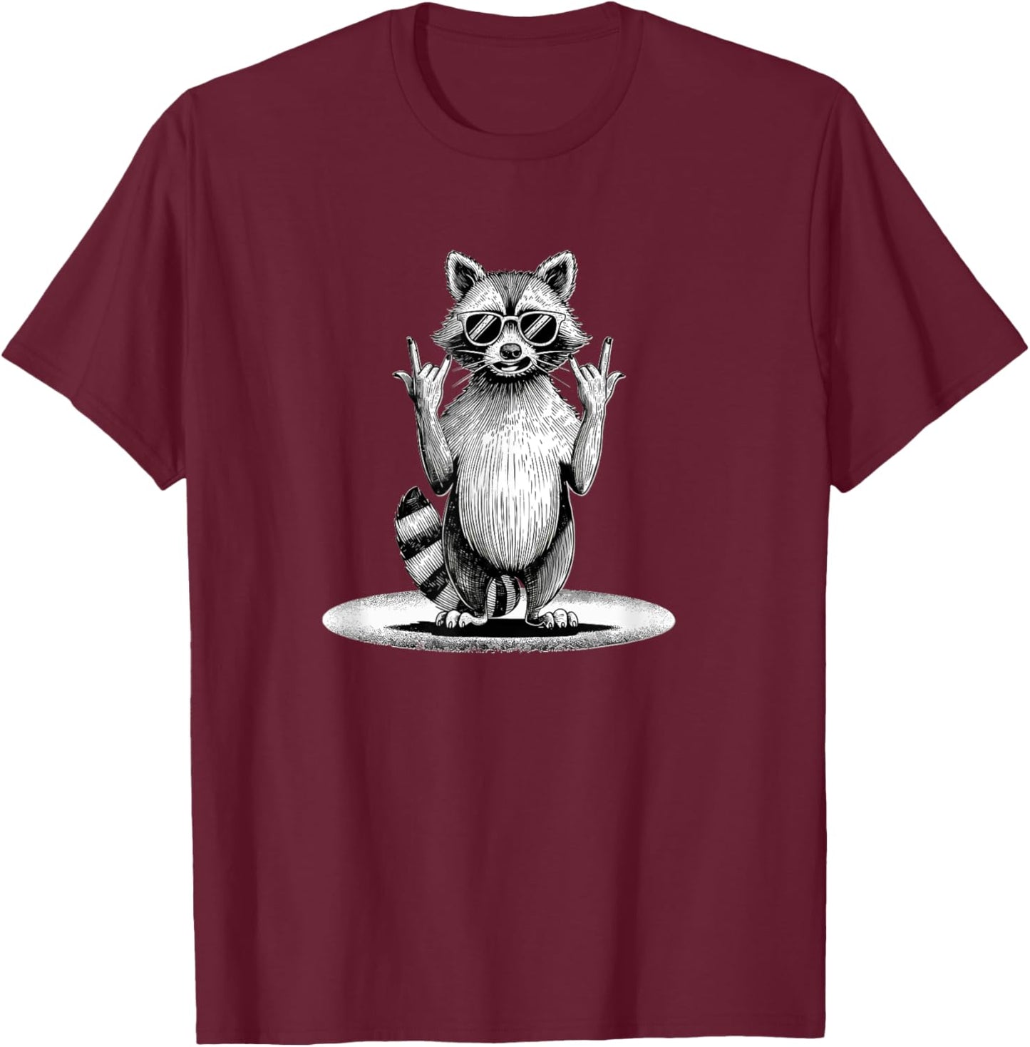 Retro Raccoon Rock Music Gifts Men Women Funny Raccoon T-Shirt - T-Shirt | Maroon