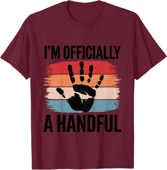 Kids Kids Birthday 5 Year Old Boy I'm Officially A Handful T-Shirt - T-Shirt | Maroon