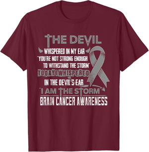 Brain Cancer Awareness I am the Storm Devil T-Shirt - T-Shirt | Maroon