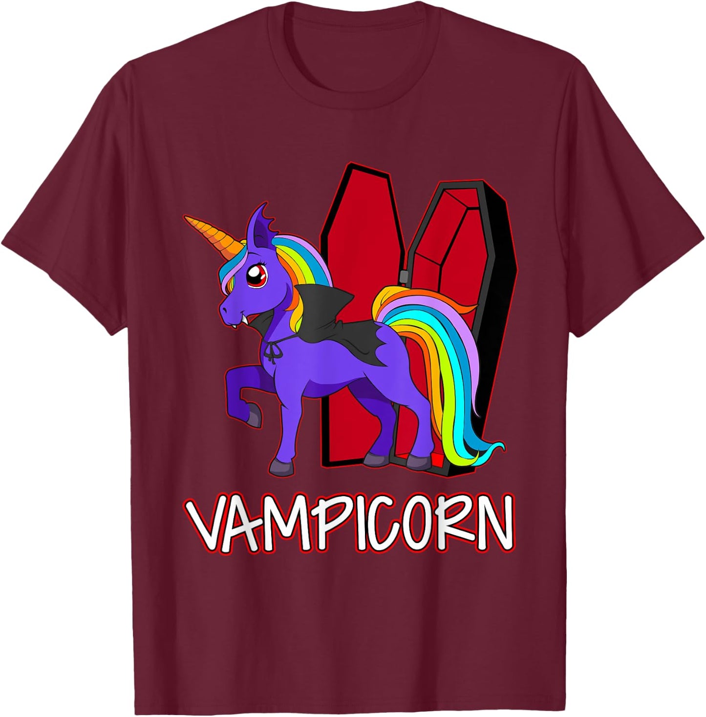 Unicorn Vampire Vampicorn Cute Women Halloween Party T-Shirt - T-Shirt | Maroon