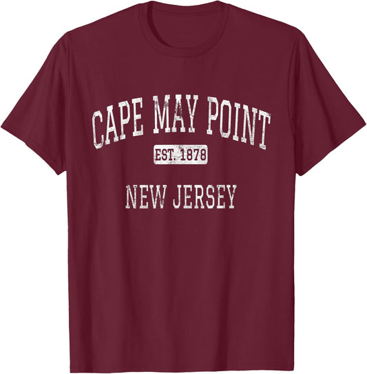 Cape May Point New Jersey NJ Vintage T-Shirt - T-Shirt | Maroon