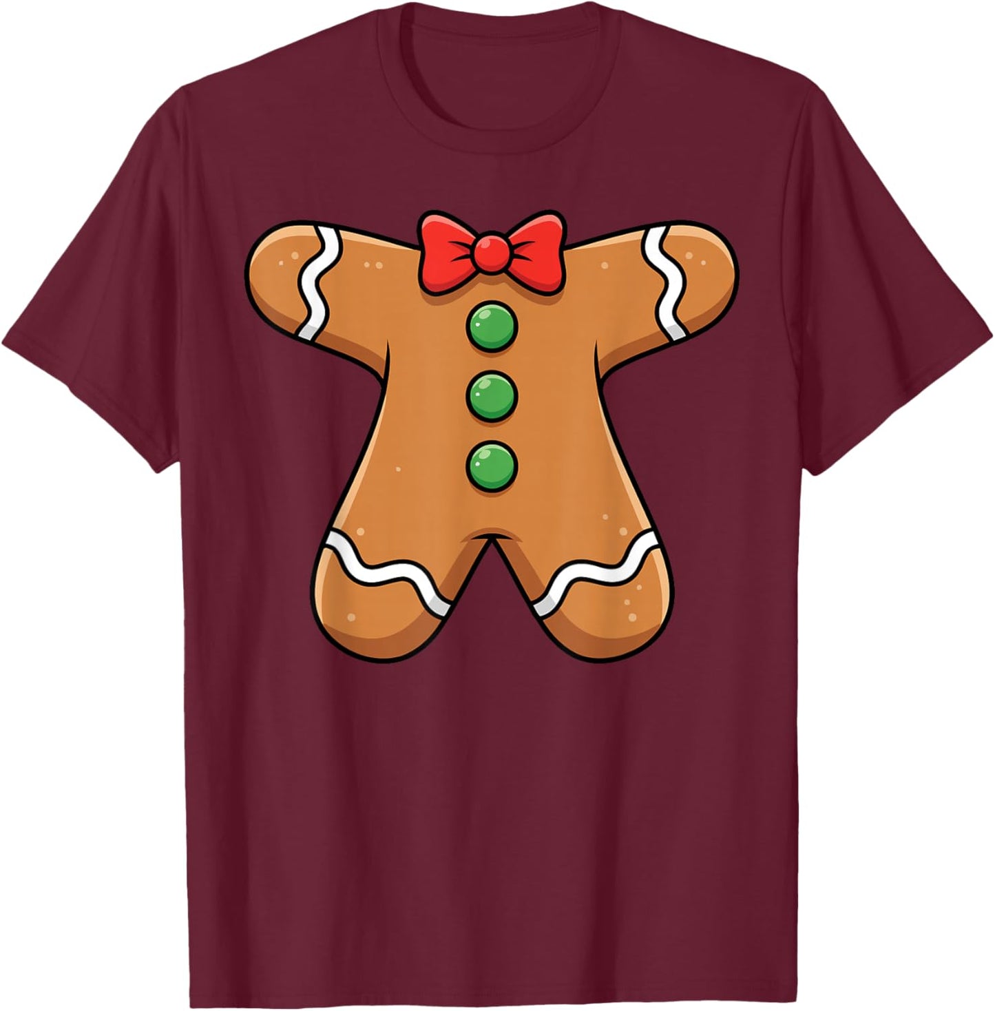 Funny Gingerbread Christmas Cookie Xmas Costume Kids Men T-Shirt - T-Shirt | Maroon