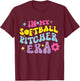 In My Softball Pitcher Era Groovy Fastpitch Girls Game T-Shirt - T-Shirt | Maroon