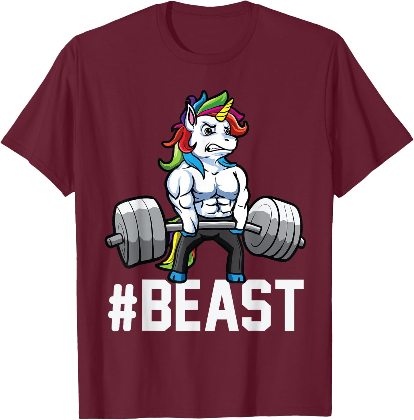 Unicorn Deadlift Beast Weightlifting Graphic Getting Strong T-Shirt - T-Shirt | Maroon