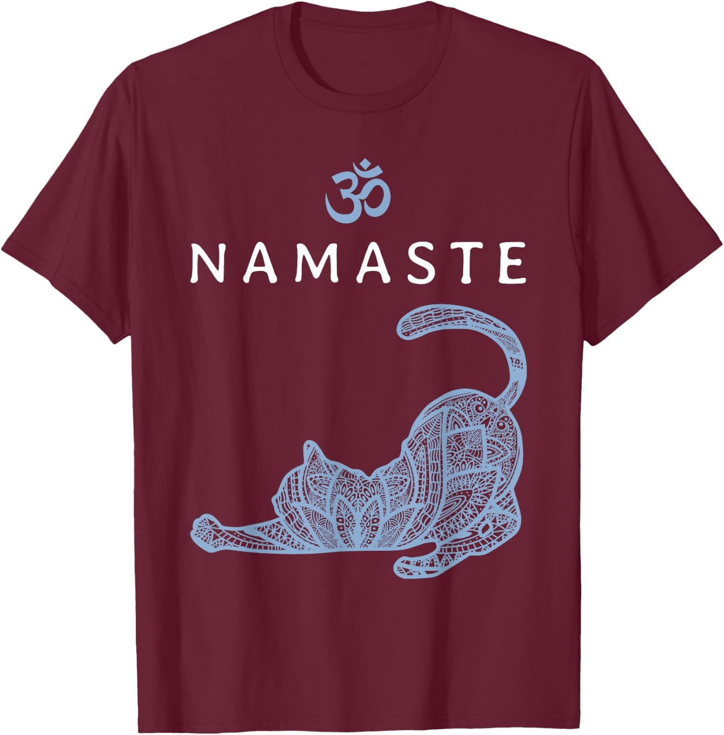 Namaste Cat In Yoga Pose Om Symbol Yoga Gift T-Shirt - T-Shirt | Maroon