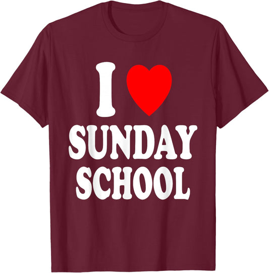 I Heart (Love) Sunday School Church Teacher Christian T-Shirt - T-Shirt | Maroon