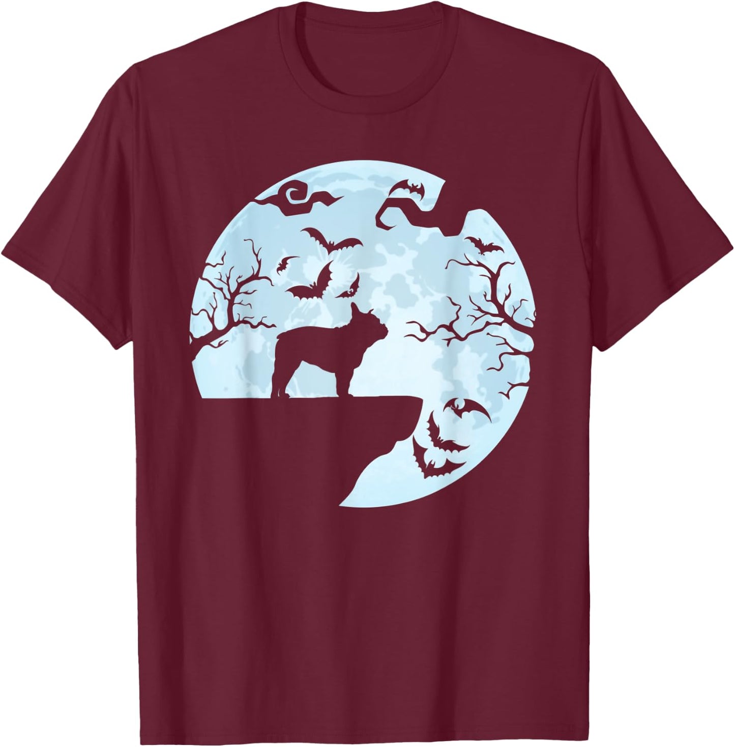 French Bulldog And Moon Halloween French Bulldog Dog Women T-Shirt - T-Shirt | Maroon
