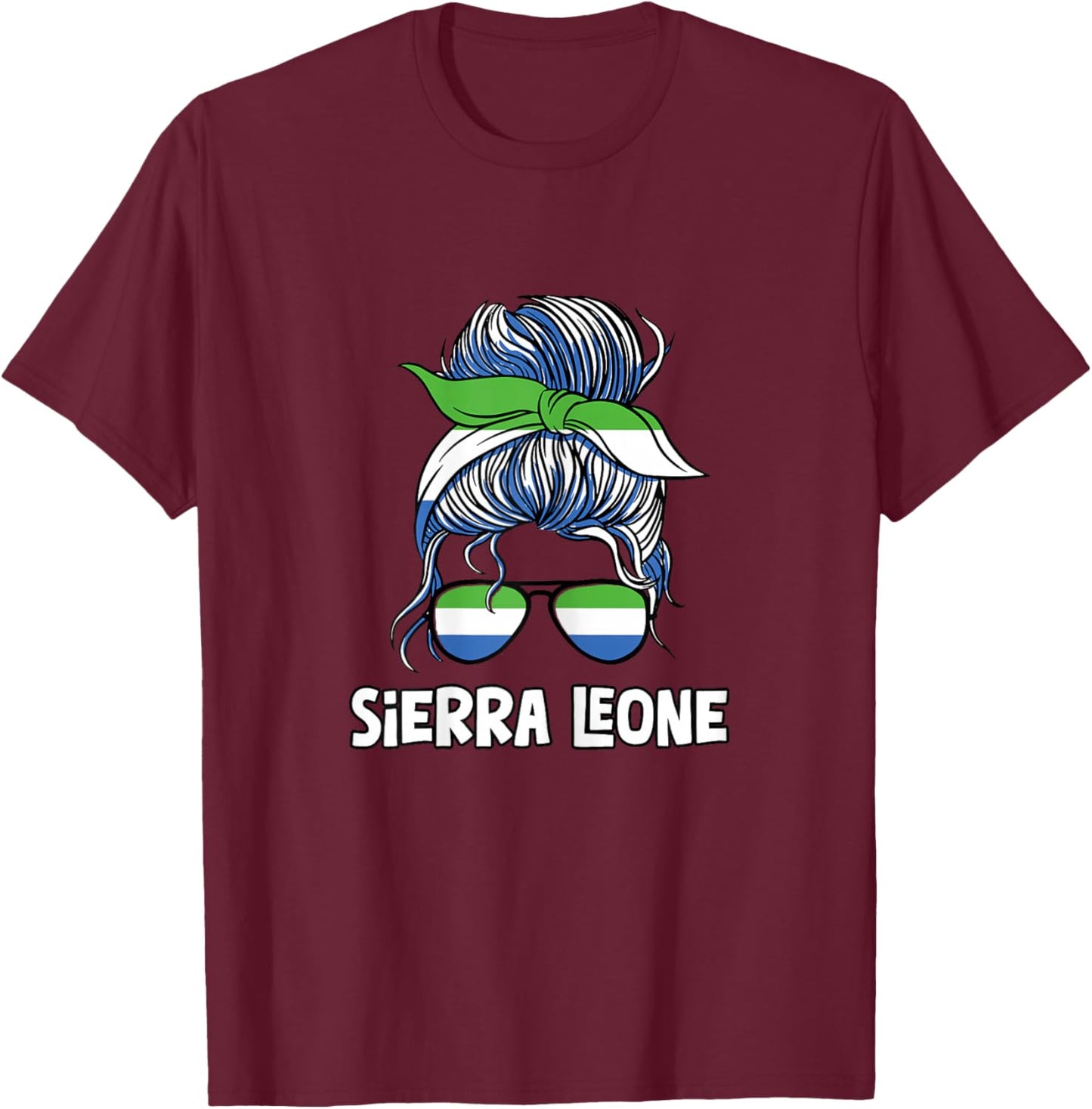 Sierra Leone Girl African Girls Flag T-Shirt - T-Shirt | Maroon
