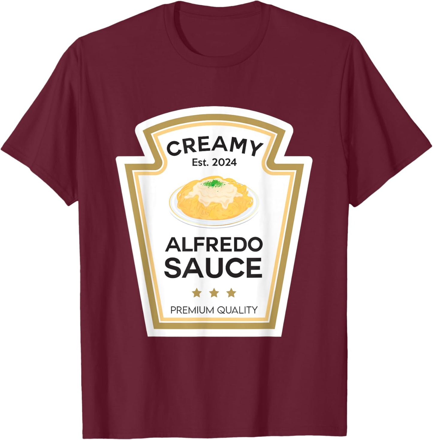 Creamy Alfredo Sauce Condiment With Jesus Christian Family T-Shirt - T-Shirt | Maroon
