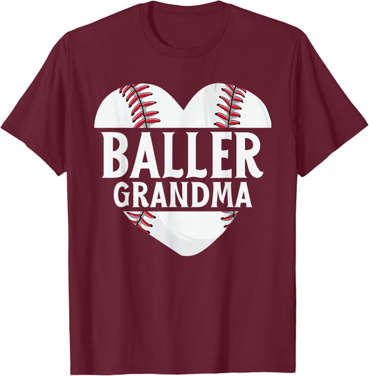 Baseball Grandma Shirts Gift Baller Grandma T-Shirt - T-Shirt | Maroon