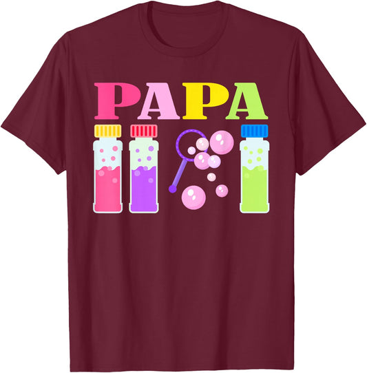 Papa Wands Bubble Themed Birthday Family Party Matching T-Shirt - T-Shirt | Maroon