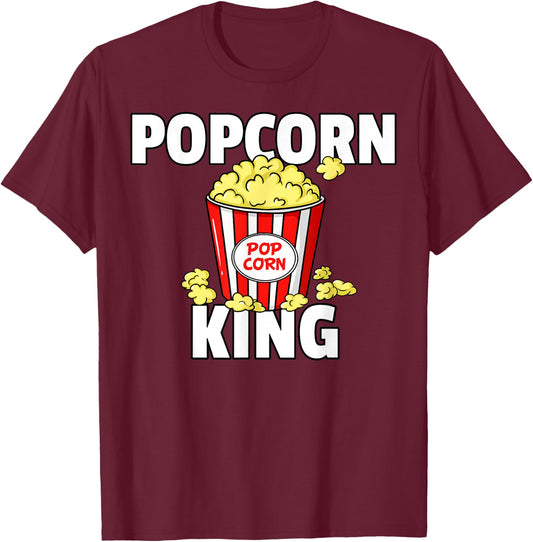Popcorn King Cinema Movie Snack T-Shirt - T-Shirt | Maroon