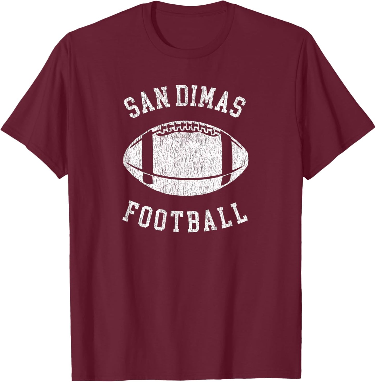 San Dimas Football Distressed Vintage 80's Throwback Classic T-Shirt - T-Shirt | Maroon
