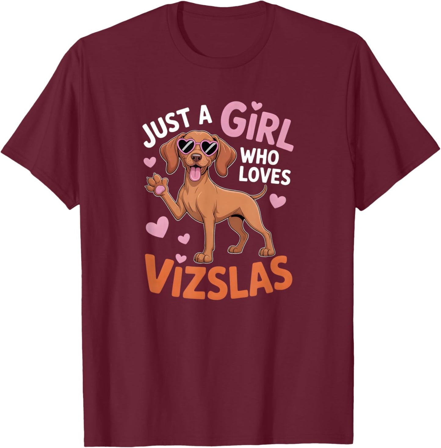 Girls Vizsla T-Shirt - T-Shirt | Maroon