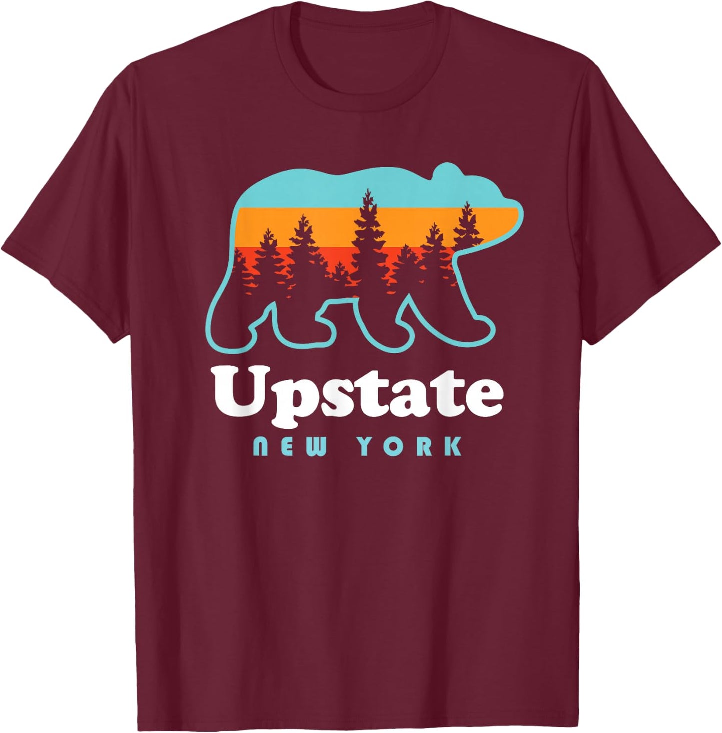 Upstate New York Shirt - Bear Upstate New York T-Shirt - T-Shirt | Maroon