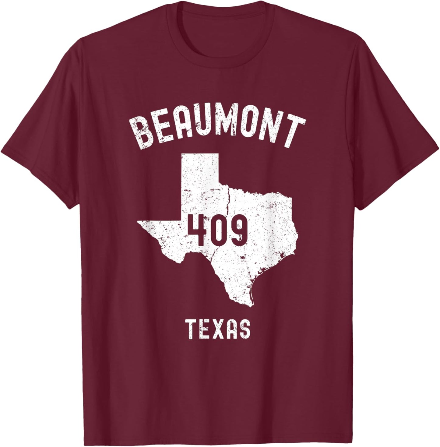 Beaumont Texas TX 409 Vintage Athletic Style T-Shirt - T-Shirt | Maroon