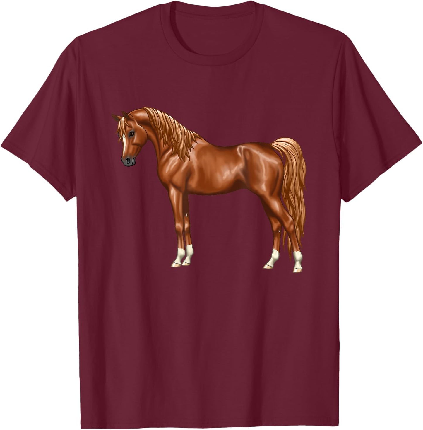 Beautiful Red Chestnut Egyptian Arabian Horse Lovers Gift T-Shirt - T-Shirt | Maroon