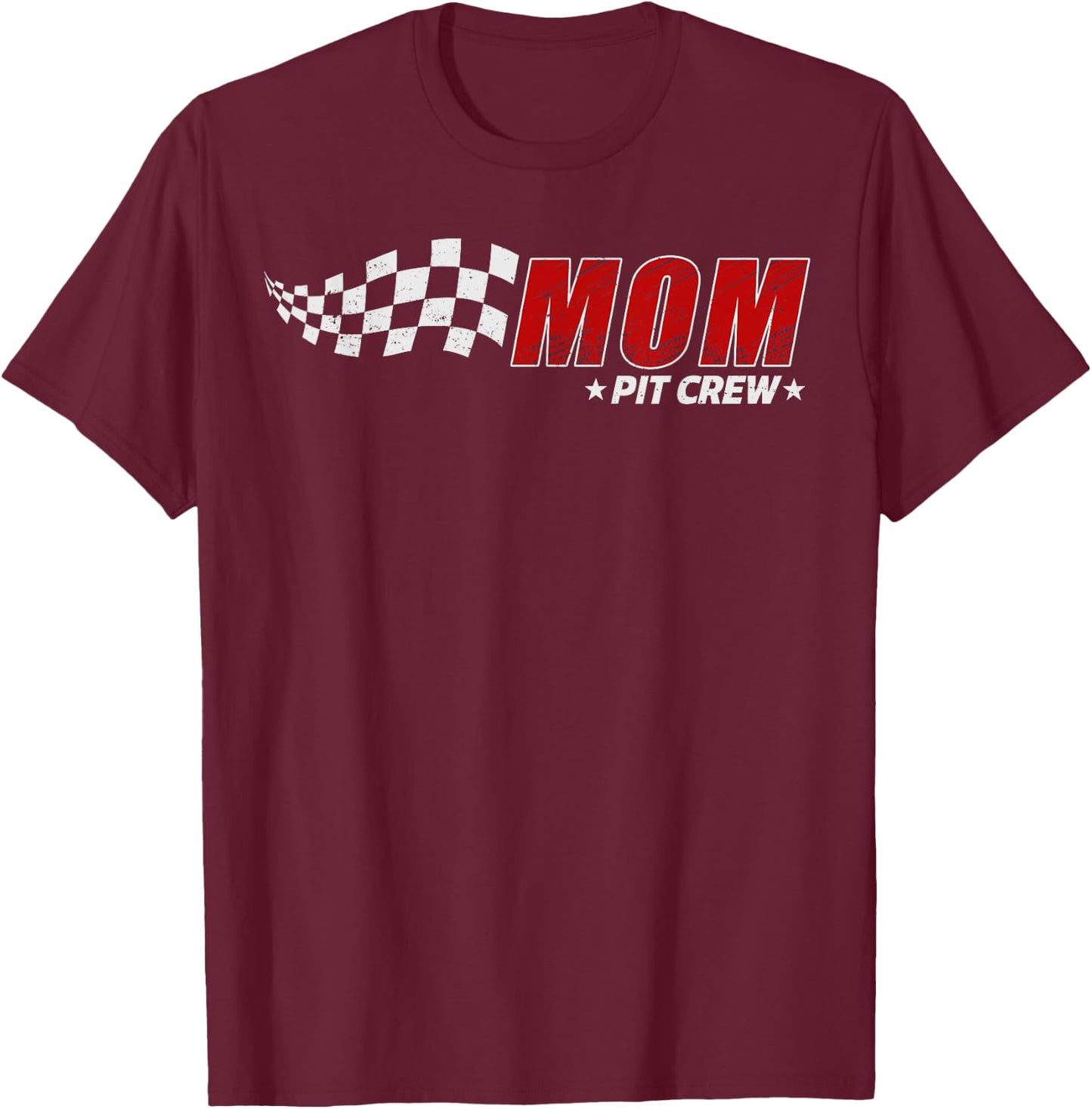 Mom Pit Crew Race Car Birthday Family Matching Pit Crew T-Shirt - T-Shirt | Maroon