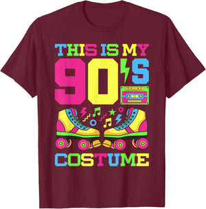 90s Costume 1990s Theme Party Nineties Styles Fashion Outfit T-Shirt - T-Shirt | Maroon