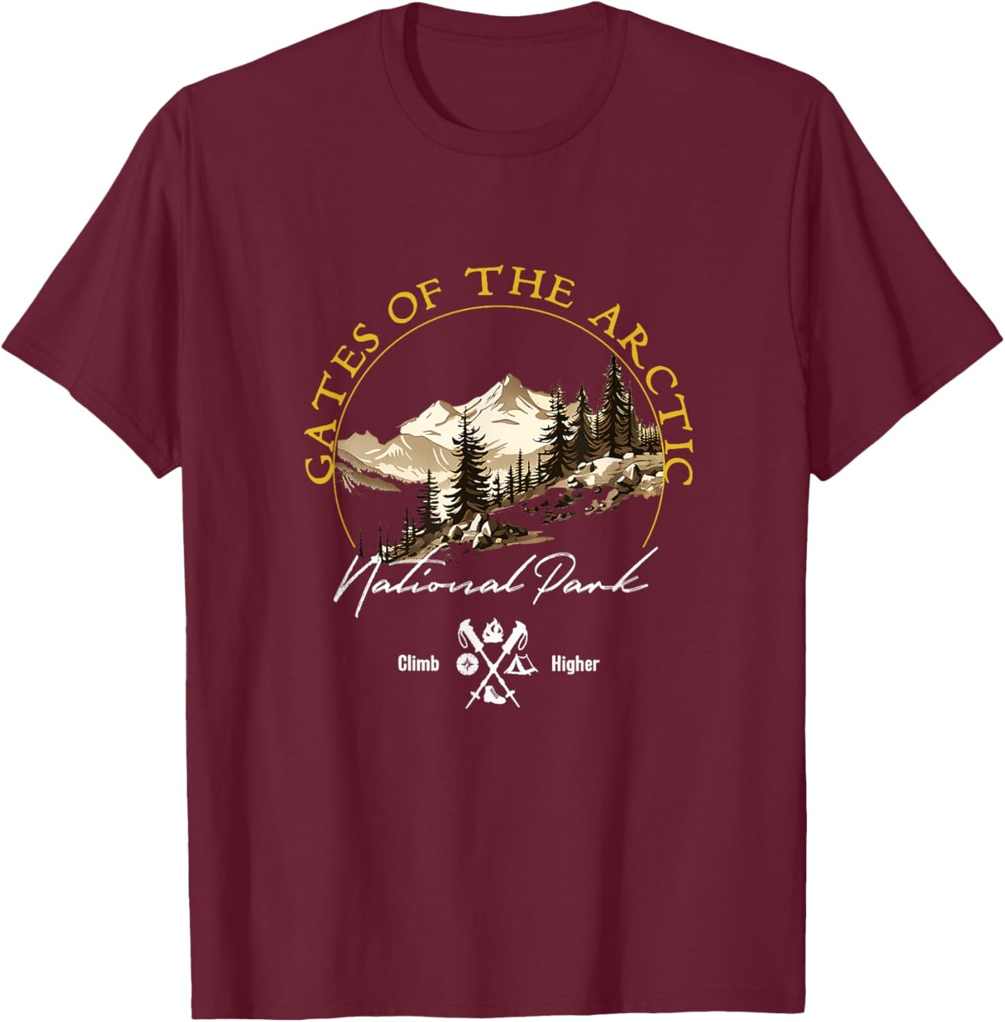 Gates of the Arctic National Park Retro Vintage Apparel T-Shirt - T-Shirt | Maroon