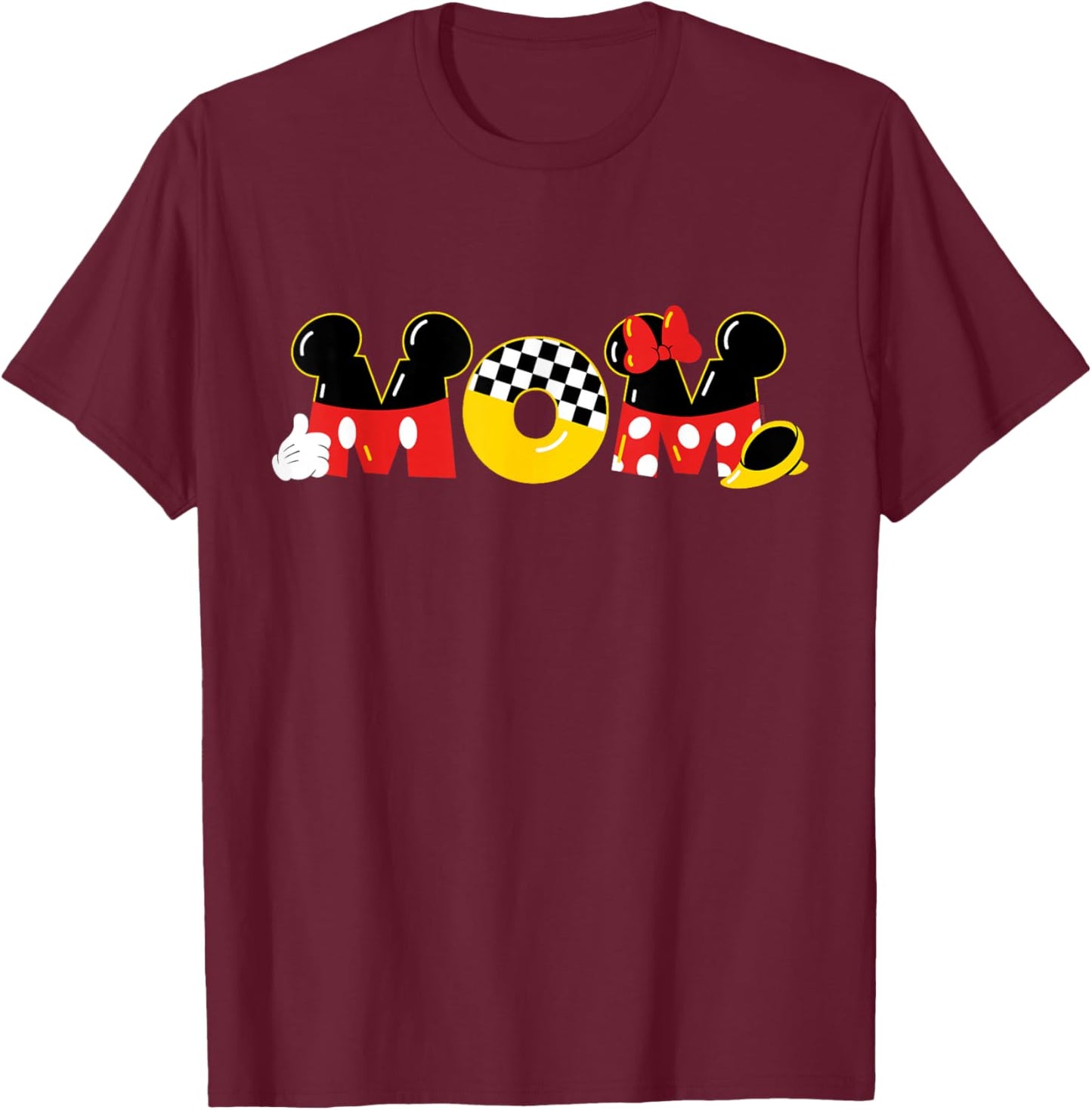 Disney Mickey Mouse & Minnie Mouse Mom Mother’s Day Birthday T-Shirt - T-Shirt | Maroon