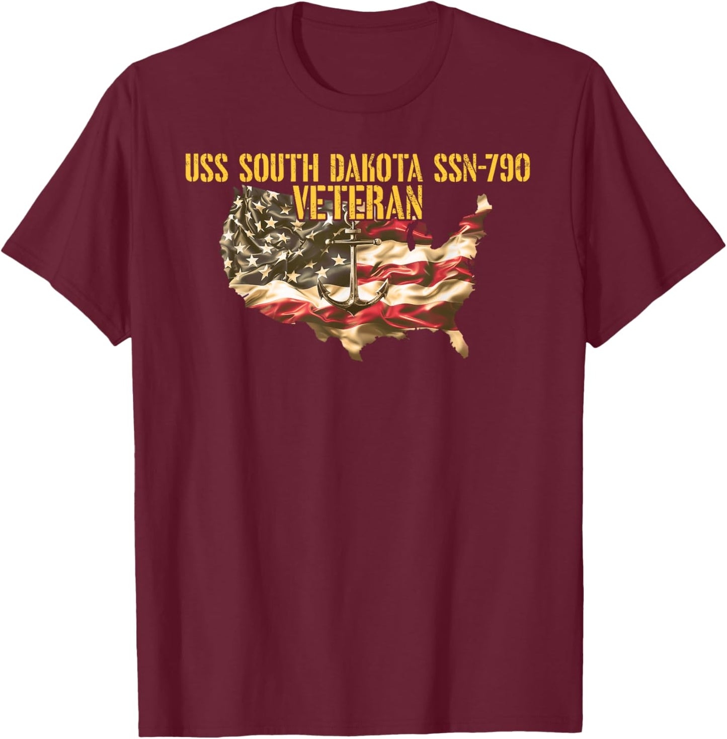 Vintage USS South Dakota SSN-790 Attack Submarine Veteran T-Shirt - T-Shirt | Maroon