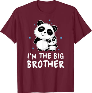 I'm The Big Brother Gift Shirt Cute Panda Pandas Siblings T-Shirt - T-Shirt | Maroon