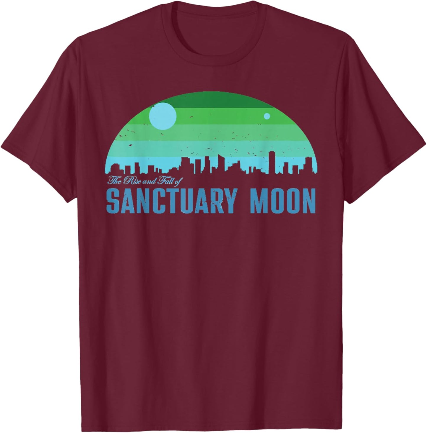 Retro The Rise And Fall Of Sanctuary Moon T-Shirt - T-Shirt | Maroon