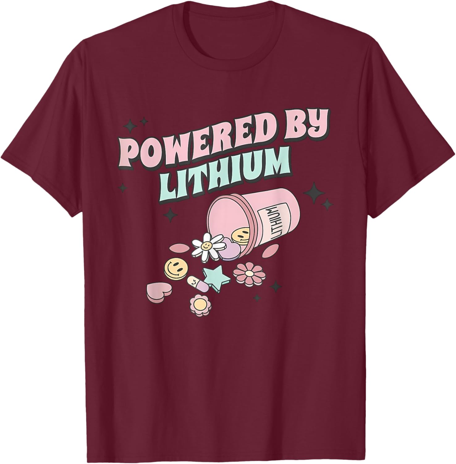 Powered By Lithium Apparel T-Shirt - T-Shirt | Maroon
