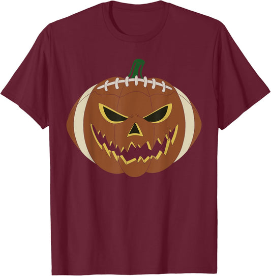 Vintage football Player Pumpkin Costume Halloween Scary T-Shirt - T-Shirt | Maroon