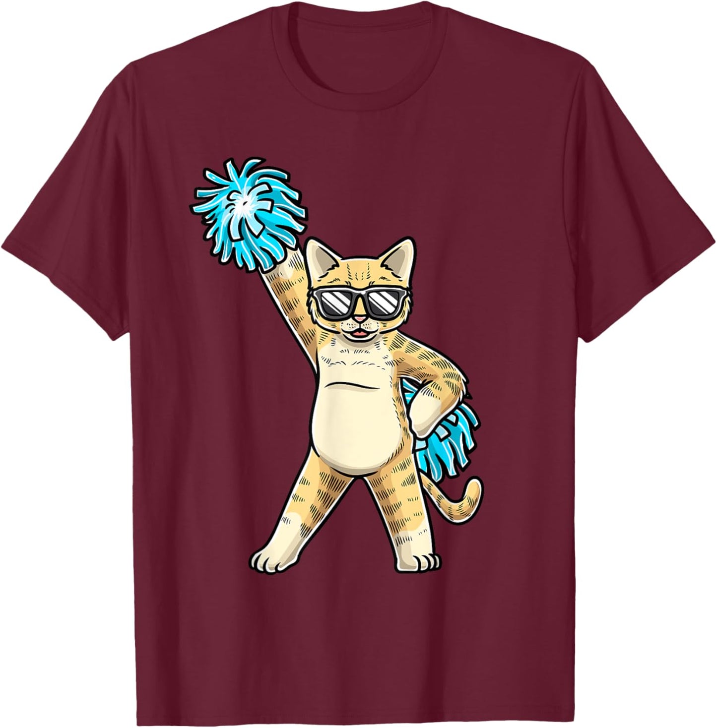 Cheerleading Cat Cheerleader Cheer Flyer Cheerleading Squad T-Shirt - T-Shirt | Maroon