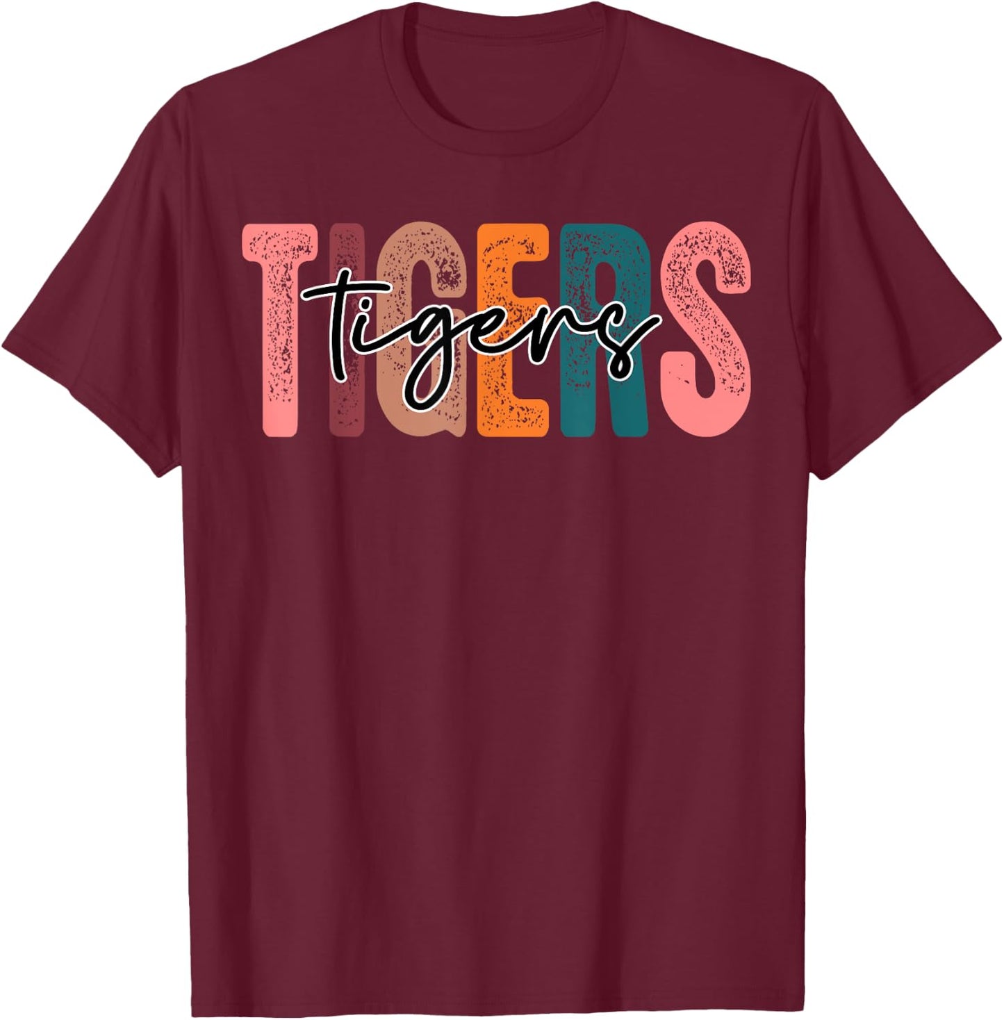 Tigers School Sports Fan Team Spirit T-Shirt - T-Shirt | Maroon