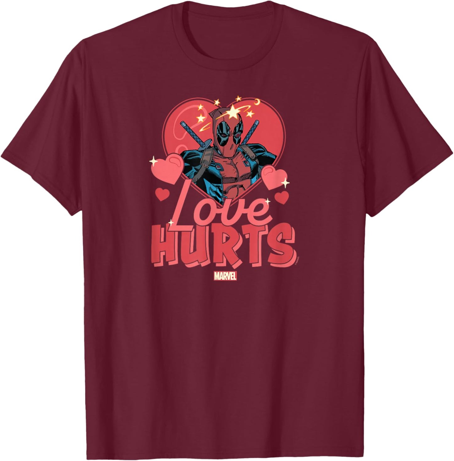 Deadpool - Love Hurts Valentine's Day T-Shirt - T-Shirt | Maroon