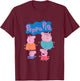 Kids Peppa Pig Family Group Shot T-Shirt - T-Shirt | Maroon