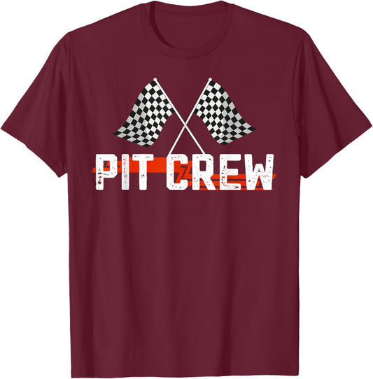 Race Car Driver Birthday Party Racing Family Pit Crew T-Shirt - T-Shirt | Maroon