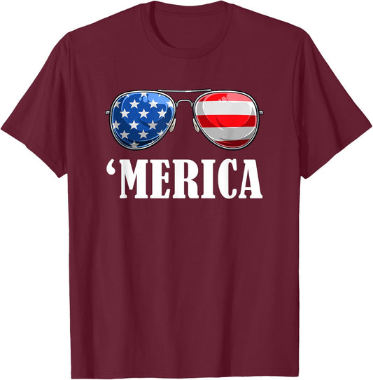 4th July America Independence Day Patriot USA & T-Shirt - T-Shirt | Maroon