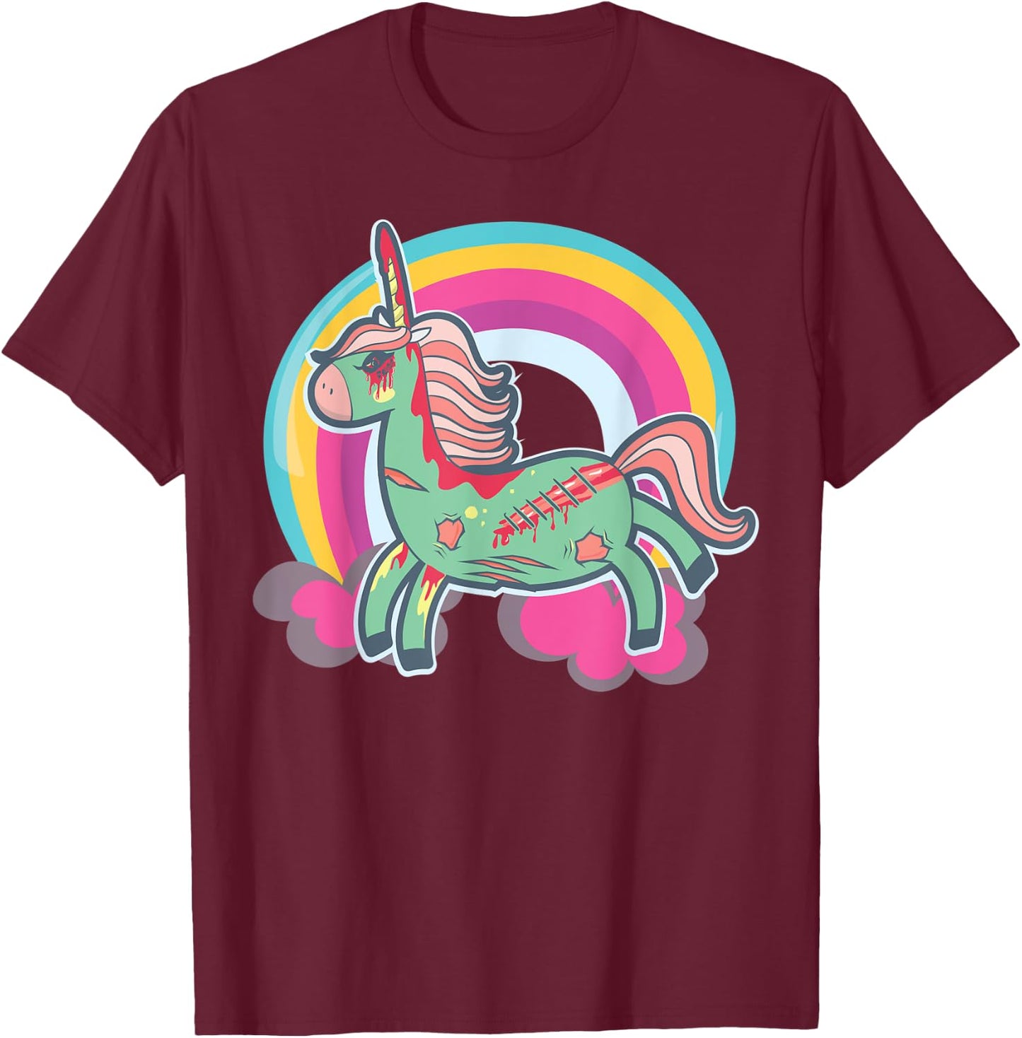 Zombicorn Zombie Unicorn Undead Pastel Halloween T-Shirt - T-Shirt | Maroon