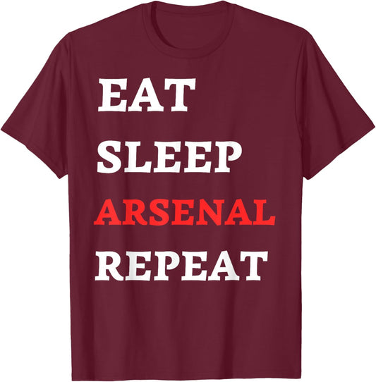 Eat Sleep Arsenal Repeat T-Shirt - T-Shirt | Maroon